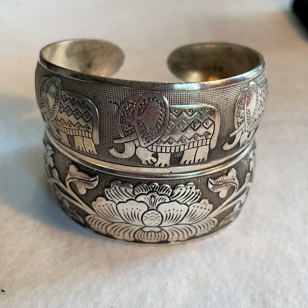 Two Silver Plated Adjustable Cuff Bracelets. Lotu… - image 6
